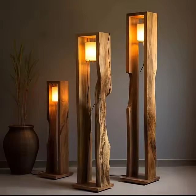 Lamp Base Standing Wood Kayu Jati Alami - Jagad Kayu