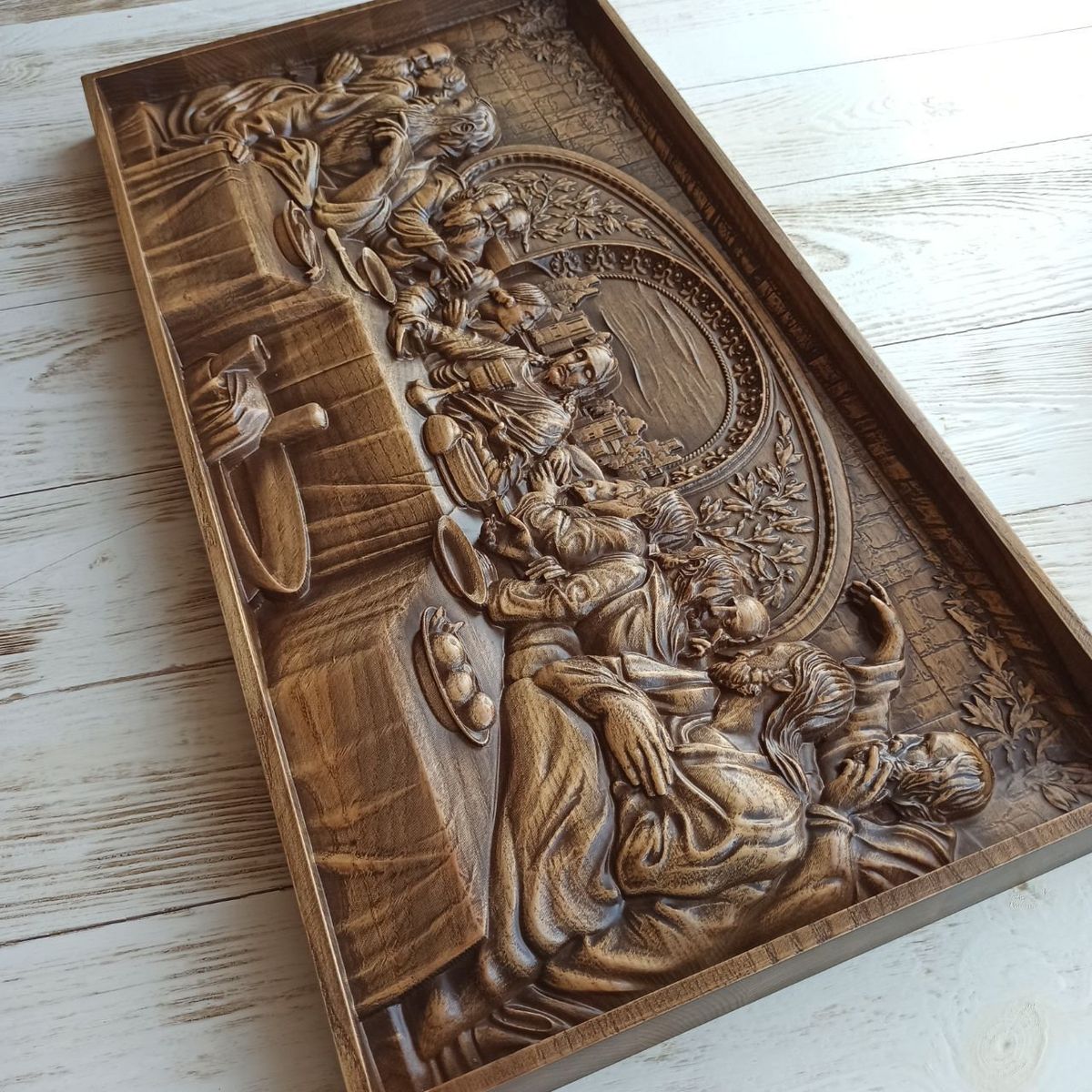 Wall Relief Ukiran Jati Tekstur Serat Kayu Solid