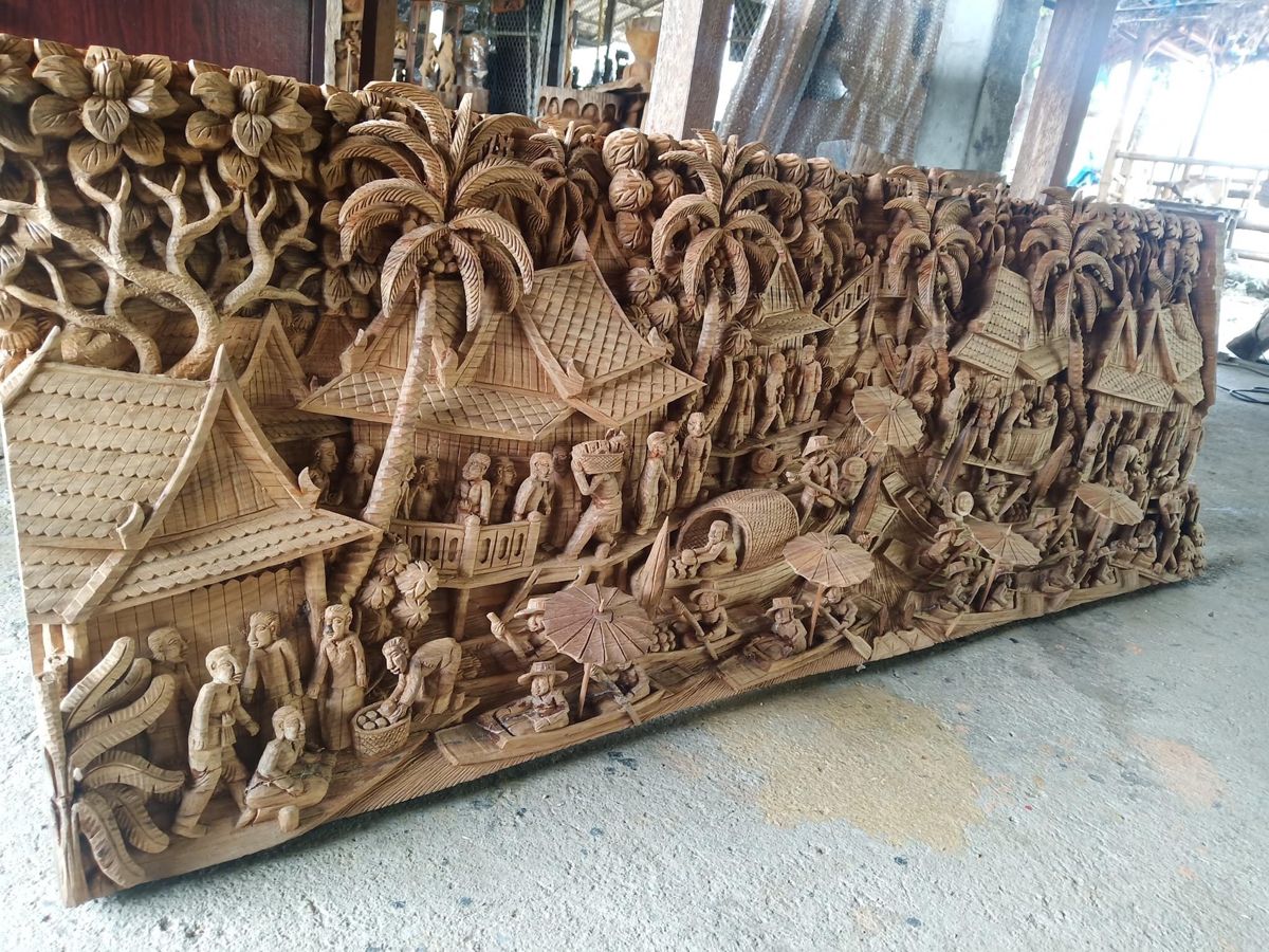 Wall Relief Panel Ukiran Kayu Jati Mahakarya Jepara - Jagad Kayu