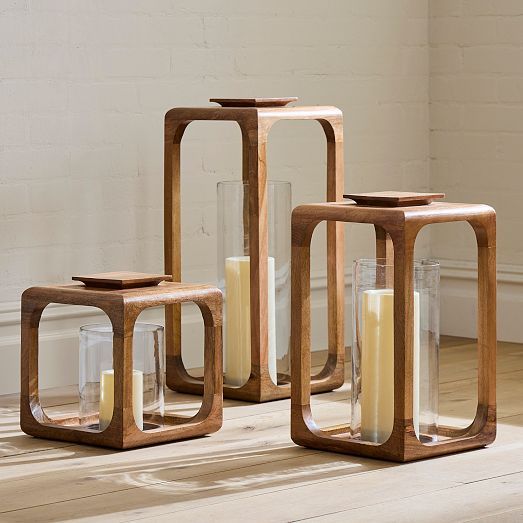 Wood Lanterns Lentera Jati Bagian Kaca Silinder