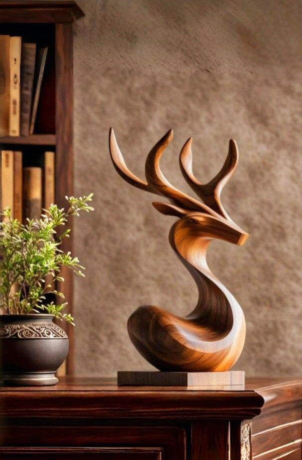 Wooden Statue Tekstur Serat Kayu Sayap