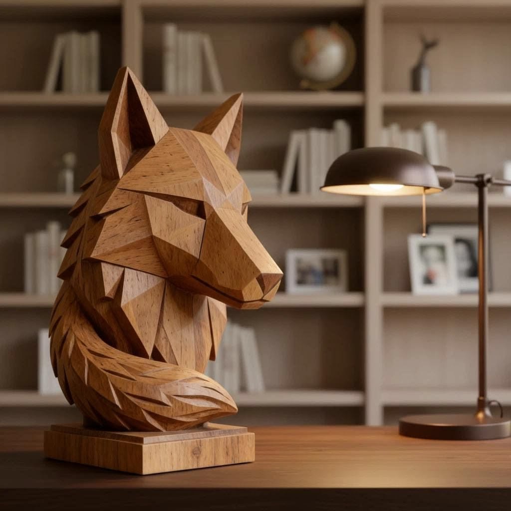 Wooden Statue Ornamen Dekoratif Meja