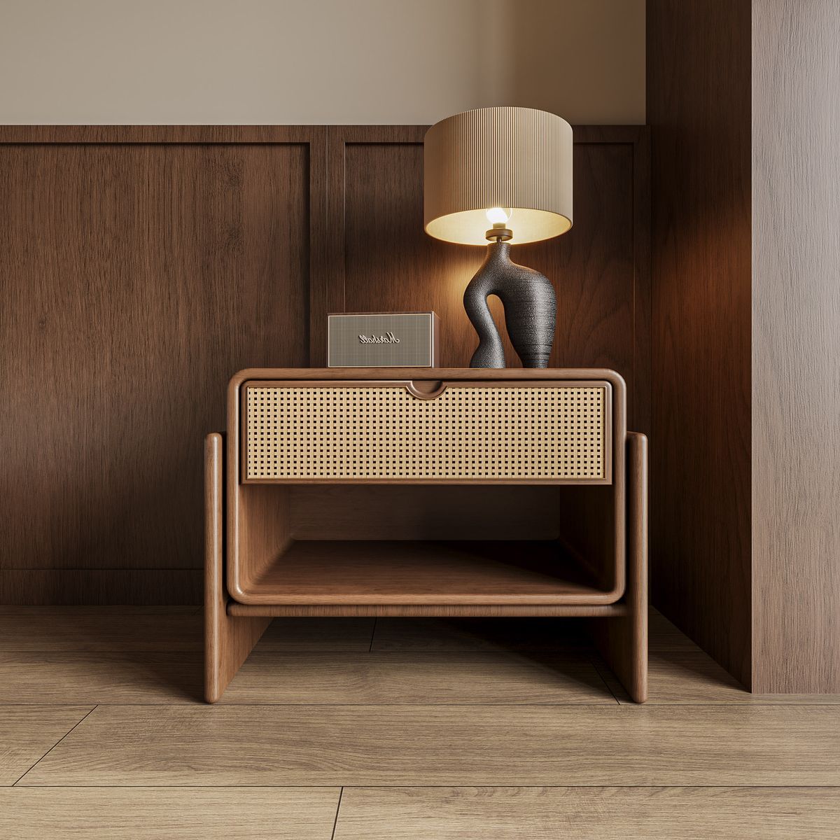 Nakas Meja Samping Aksen Rotan - Rattanface Side Table