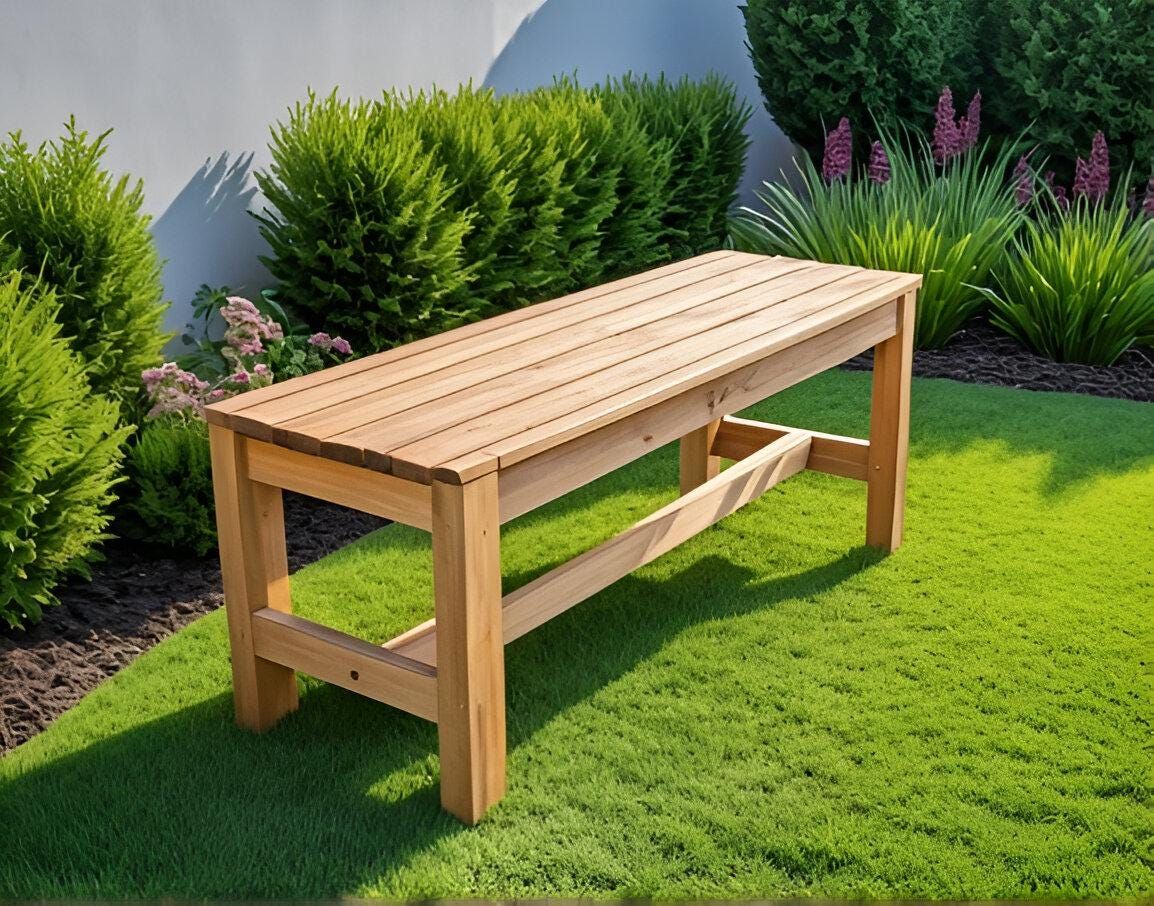 Smoth Teak Bench Garden sederhana dan tegas