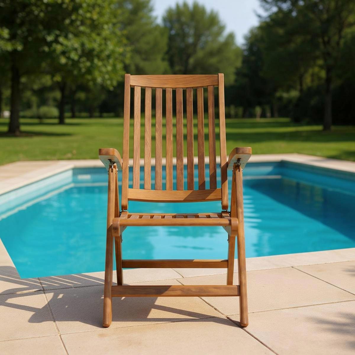 Bexbex Teak Folding Chair Front View