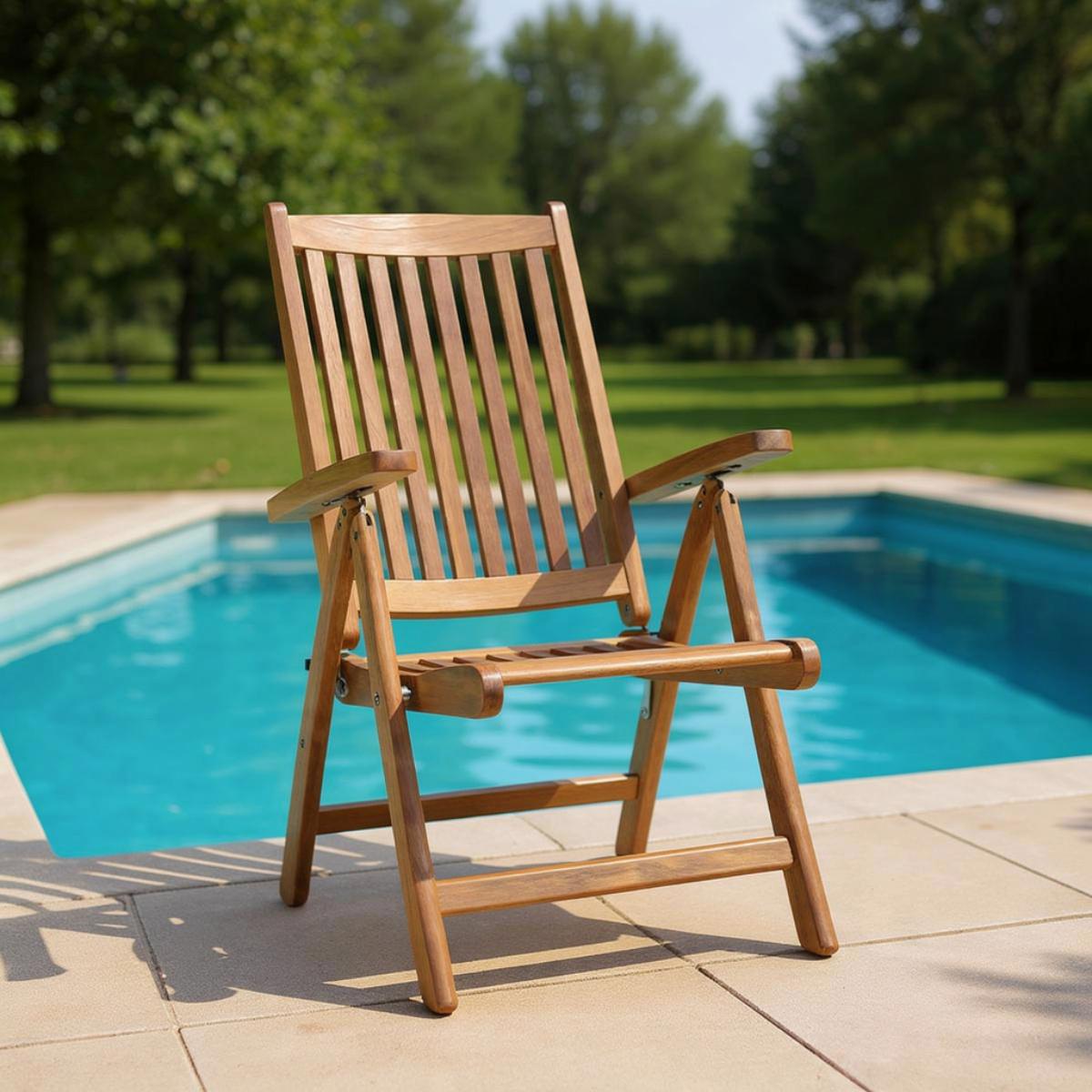 Bexbex Teak Folding Chair Side View