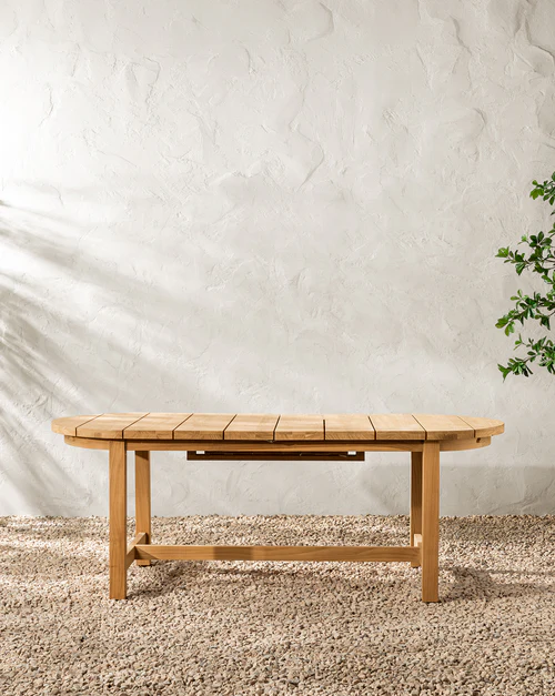 Pahopu Teak Table Sturdy Double-Leg Structural View
