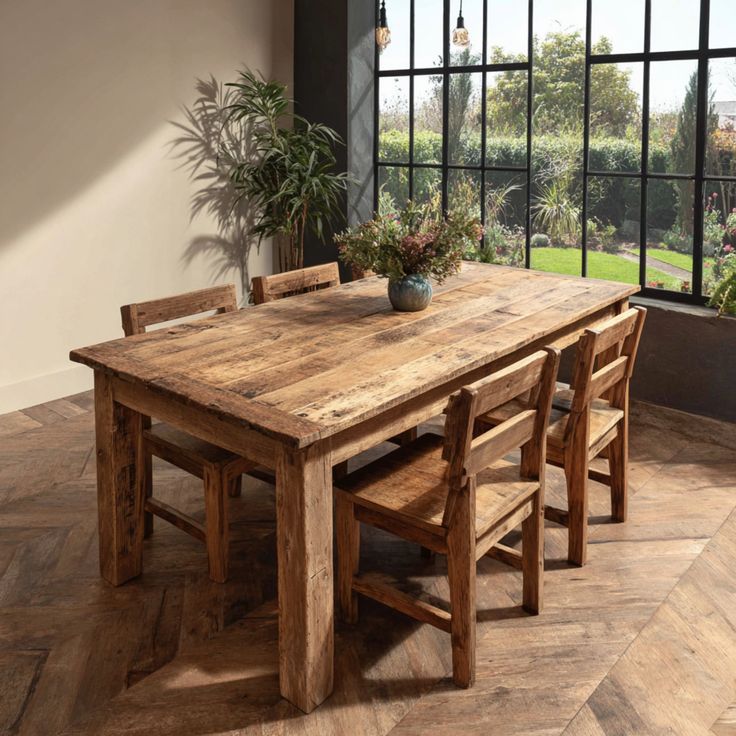 Meja Makan Kayu Jati Lawas AntSmoth Dining Table Set